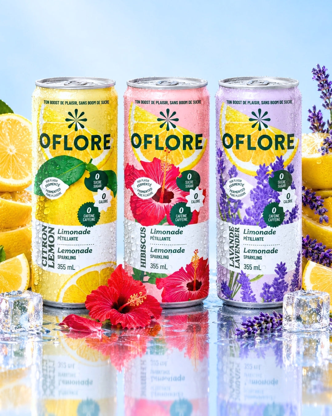 OFLORE® | Limonades pétillantes fermentées, 0 sucre – Packs de 12