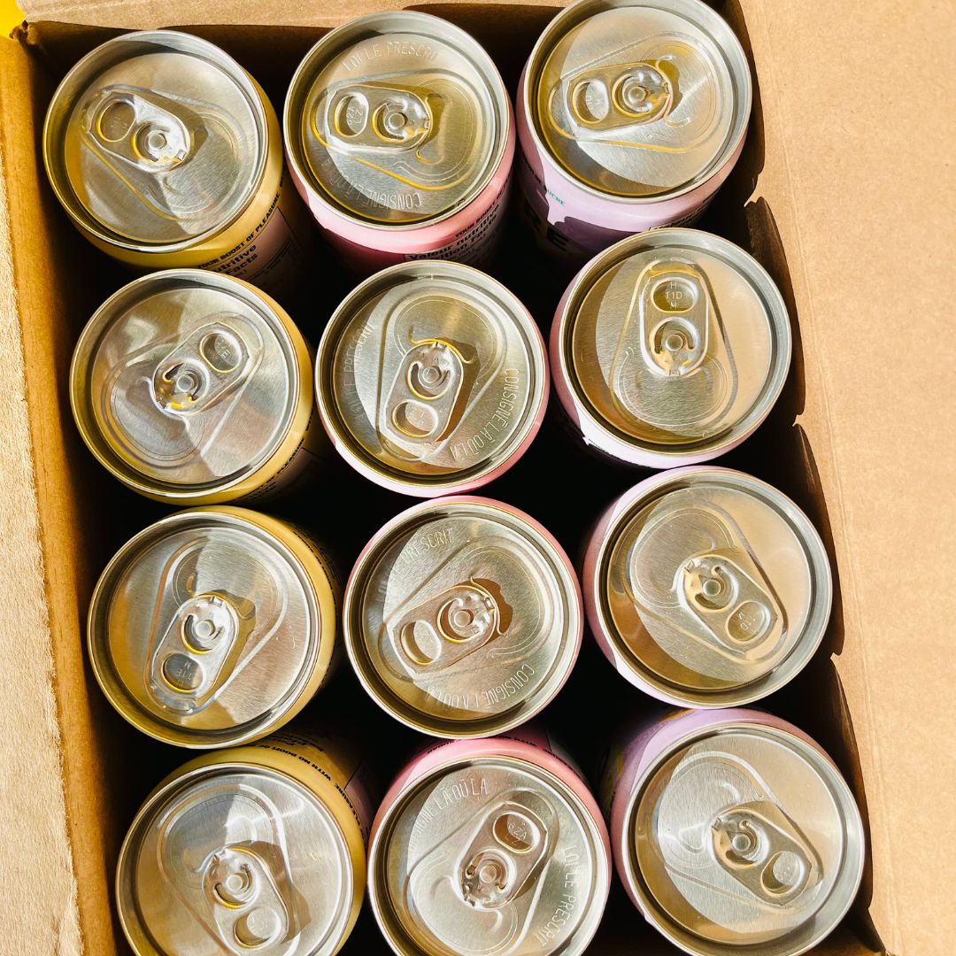OFLORE Boîte découverte - Citron, Hibiscus, Lavande | Pack de 12 canettes de limonade pétillante fermentée | 355 ml | 0 sucre, 0 calorie, 0 caféine